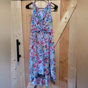 Vince Camuto Crinkle Chiffon Keyhole Floral Dress